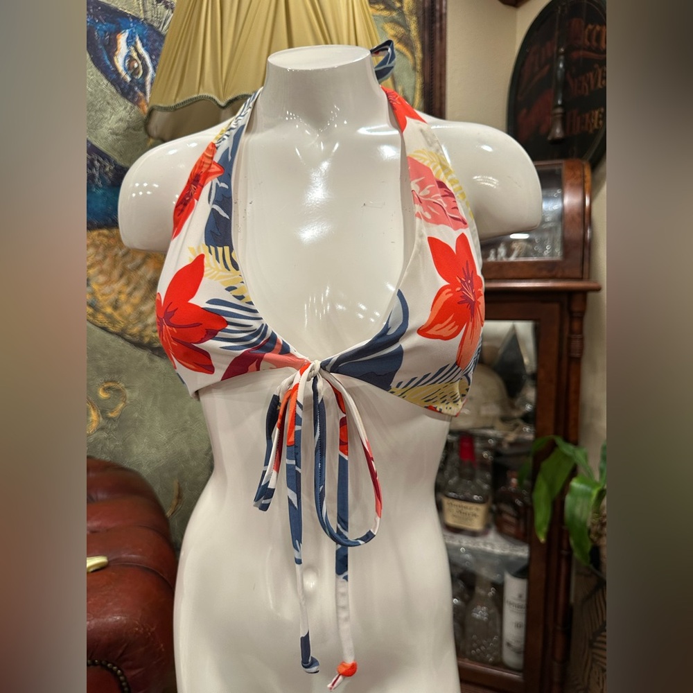 EUC Hollister Tropical Print Halter Bikini Top